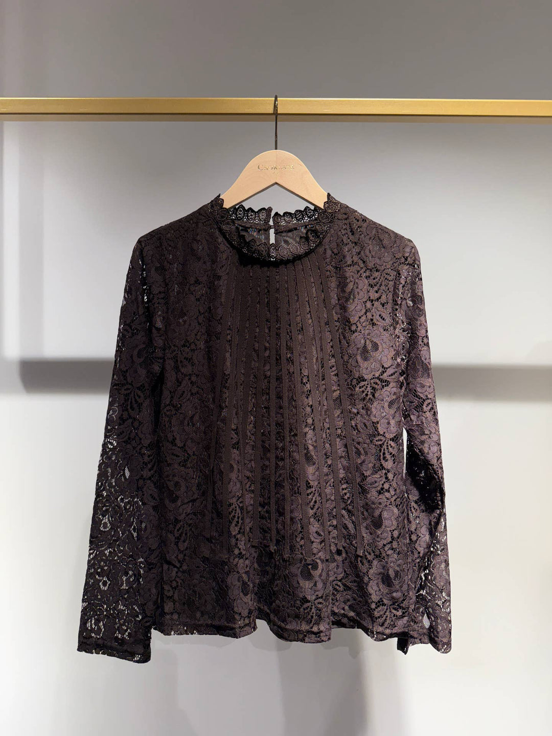 Cherry lace top in chocolate