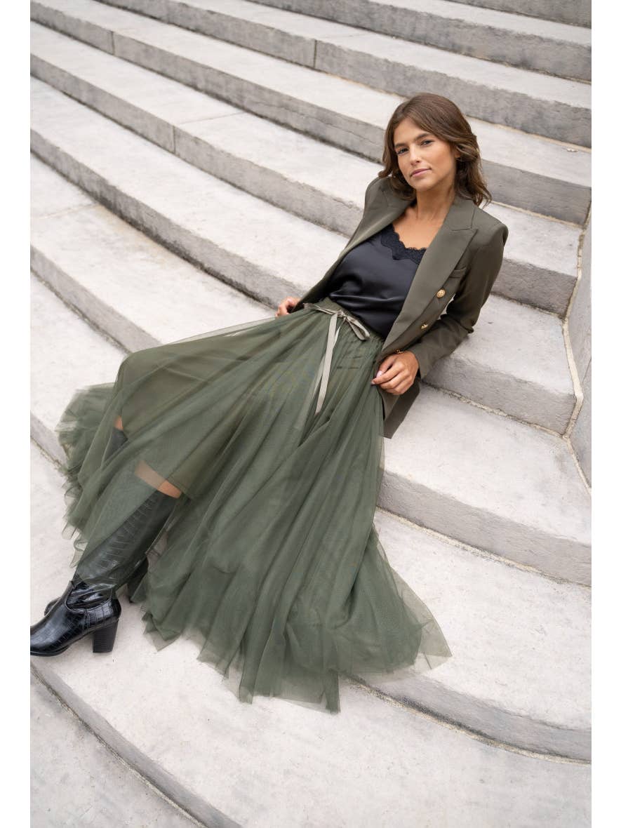 long Tulle skirt in Khaki