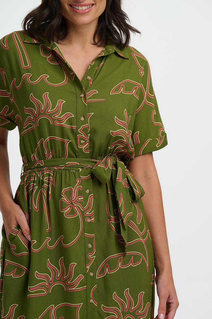Sugarhill Brighton Leigh Midi shirt dress in khaki