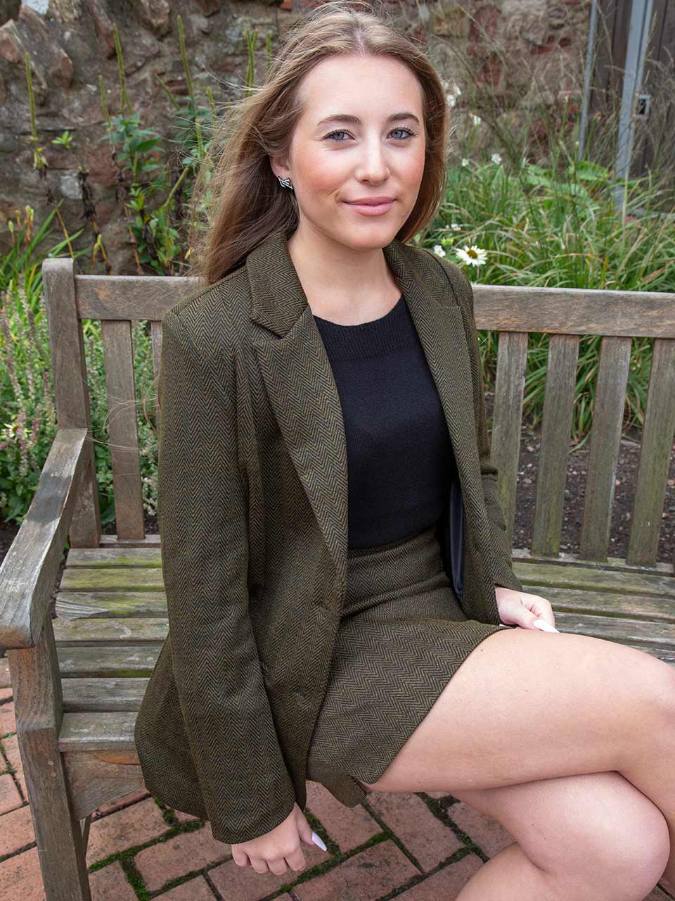 Herringbone Mini Skirt