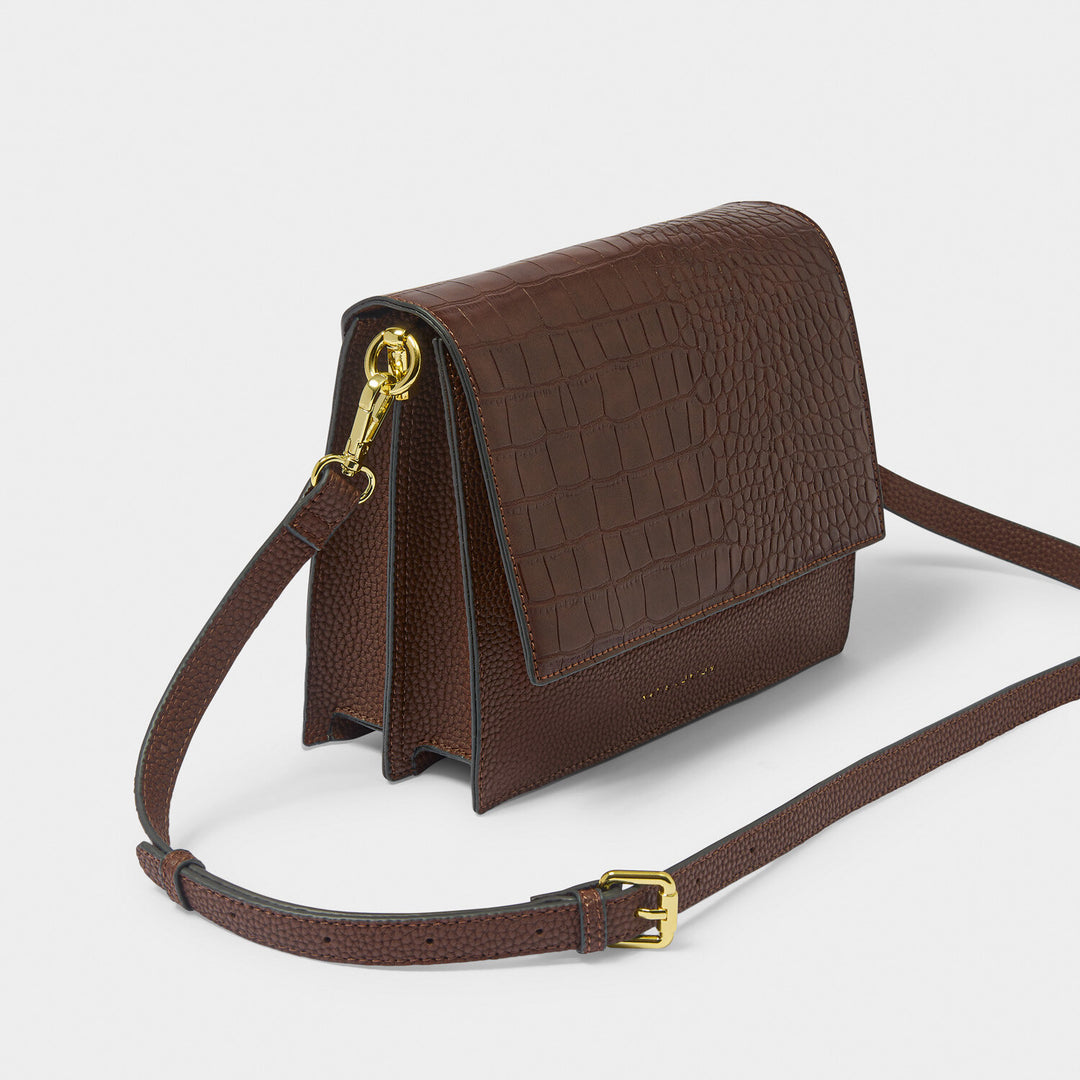 Orla Divided Faux Croc Crossbody Bag