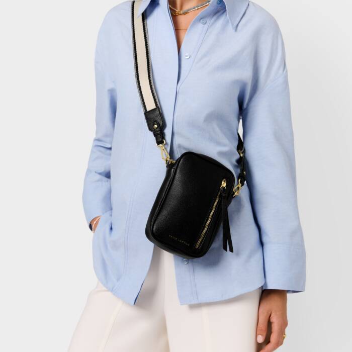 Small Hallie cross body bag in black