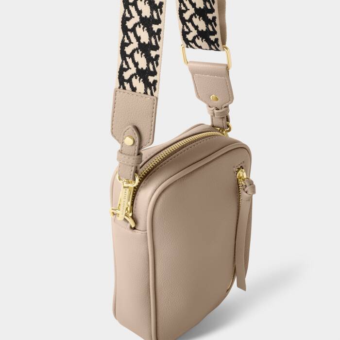 Small Hallie cross body bag in light taupe lo