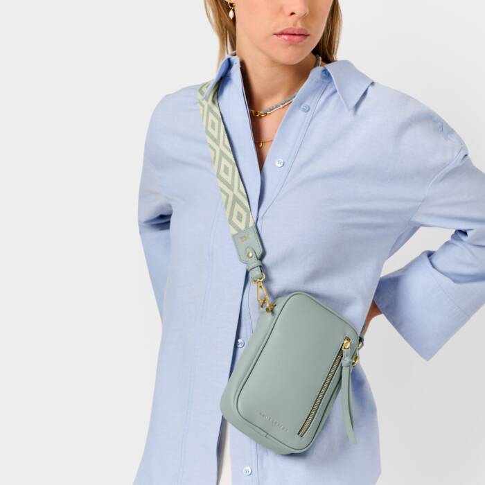 Small Hallie cross body bag in Duck egg blue