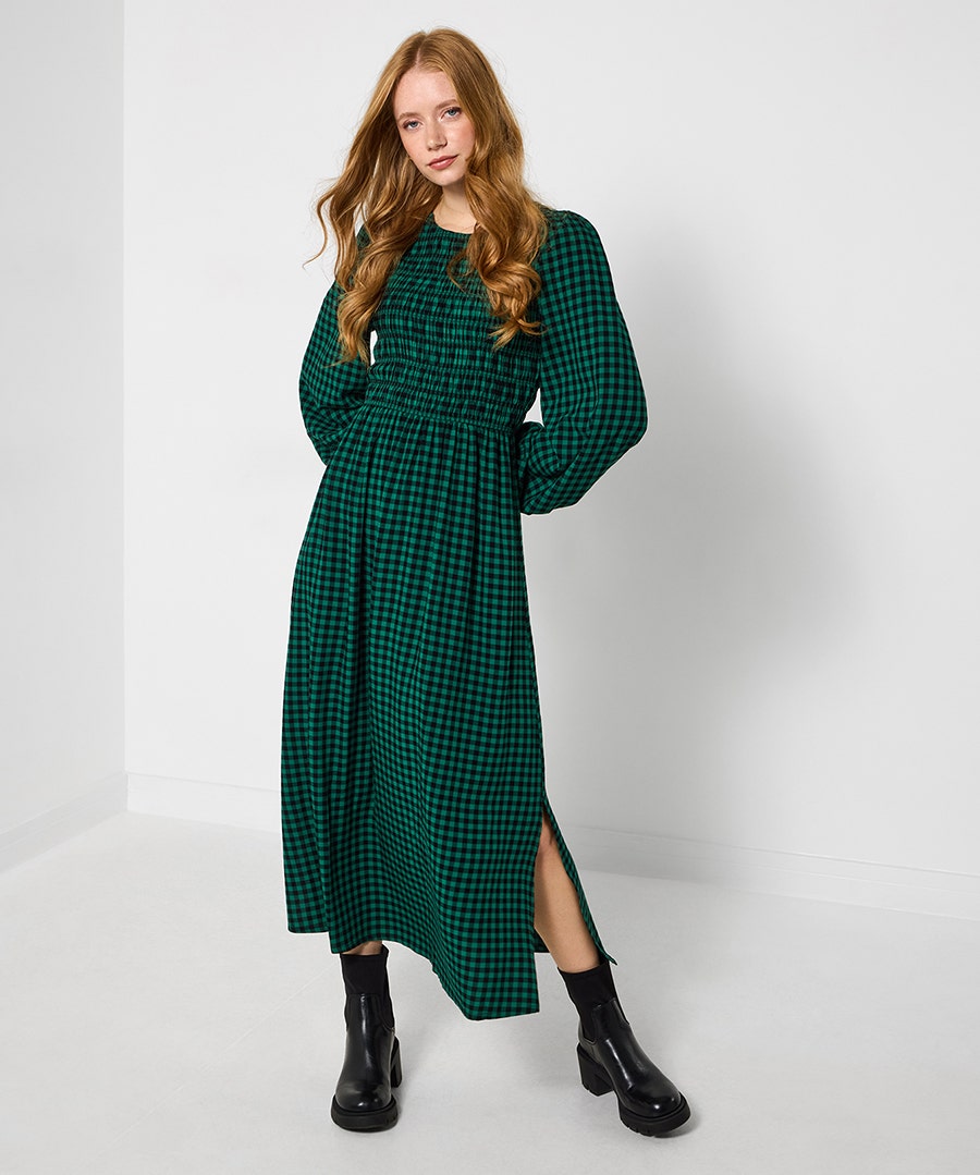 Gigi Green Gingham Maxi Dress
