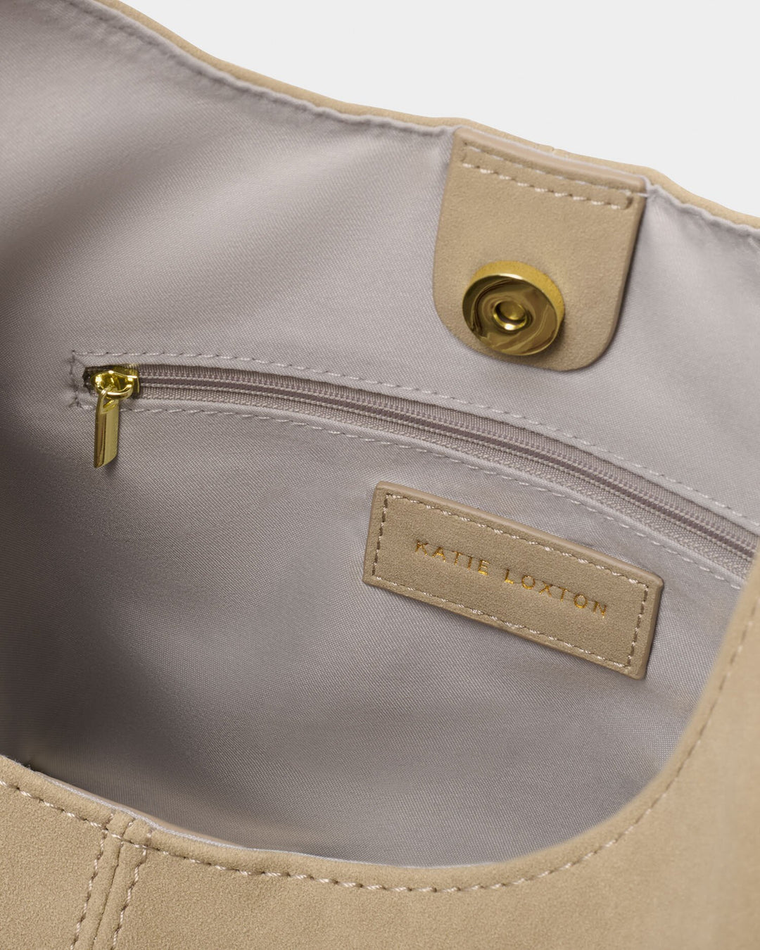 Shoulder bag in suedette in Taupe
