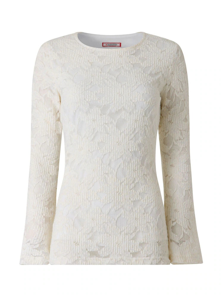 Joe Browns Esme Textured Stretch Lace Top With Wide Sleeve