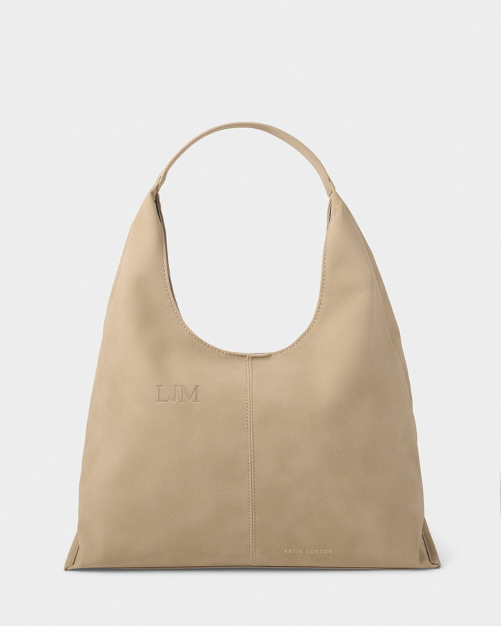 Shoulder bag in suedette in Taupe