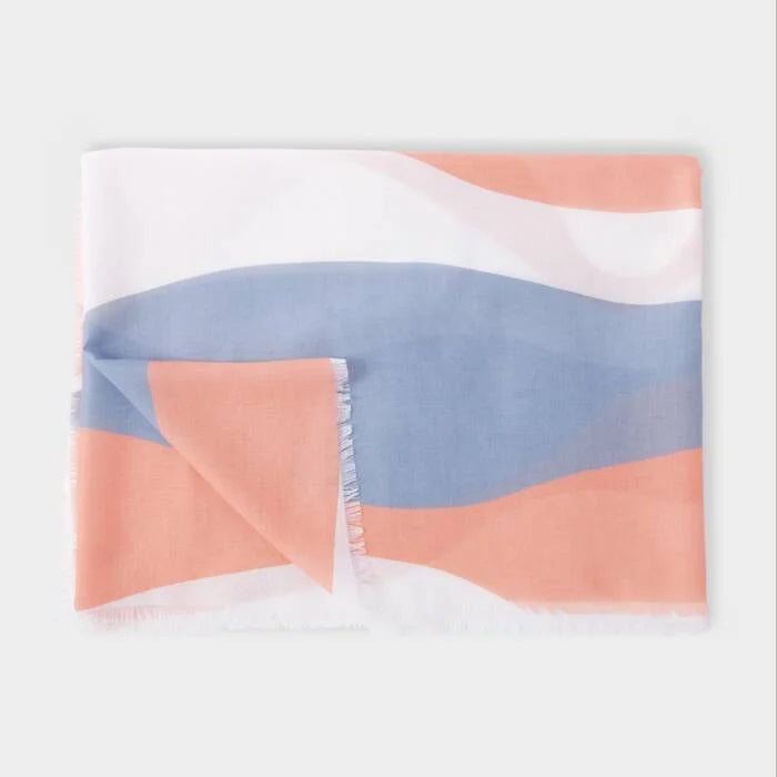 Flowing vine print white, pink and blue Katie loxton scarf live offer