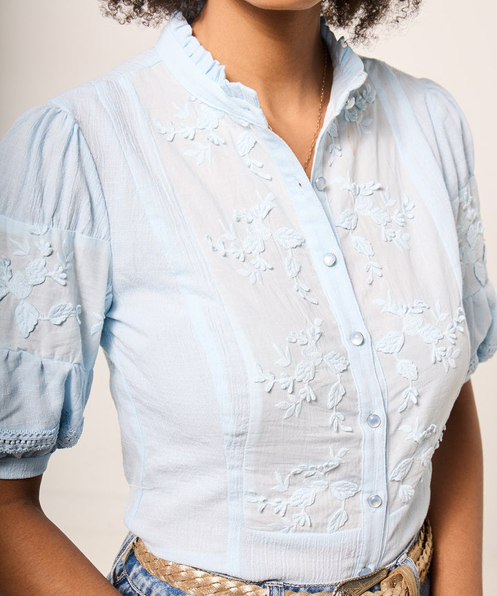Patsy Embroidered Blouse pale Blue
