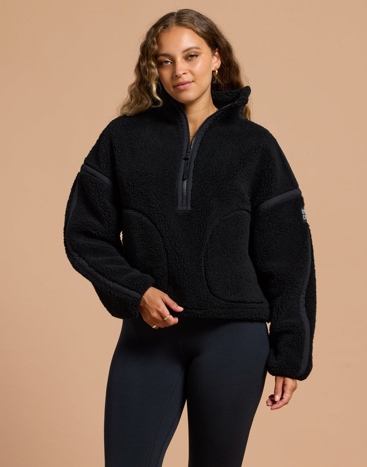Gym and coffee Industry Fleece Half zip in Black