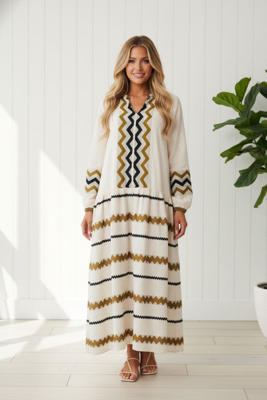 Zigzag Print Oversized Maxi Dress sale