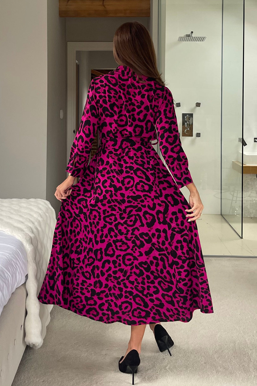 Angela pink animal print dress