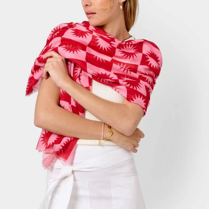 Red and pink printed Katie Loxton scarf