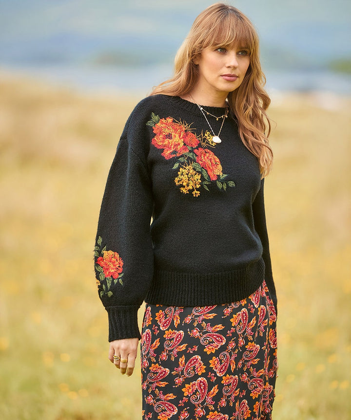 Remarkable Floral embroidery jumper
