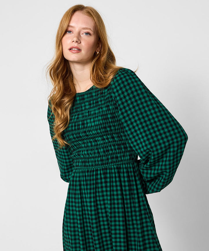 Gigi Green Gingham Maxi Dress