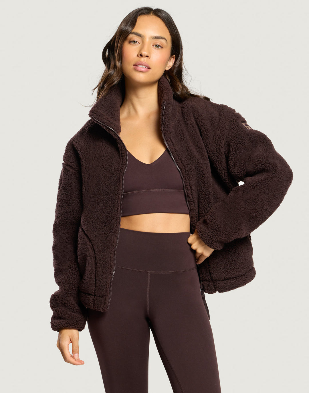Gym and coffee Industry Fleece High collar in Mocha Bean