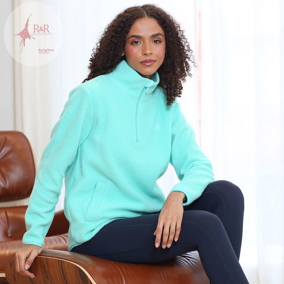 Relax and Renew Angie Mint  Half Zip Fleece