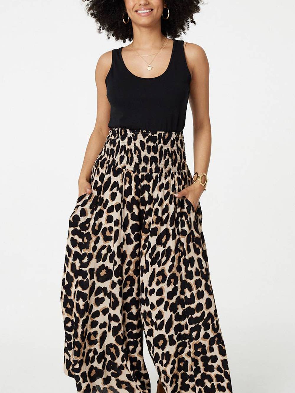 Animal Print High Waist Palazzo Trousers