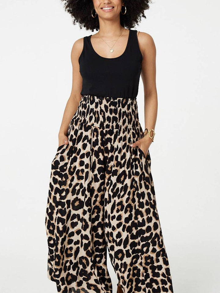 Animal Print High Waist Palazzo Trousers