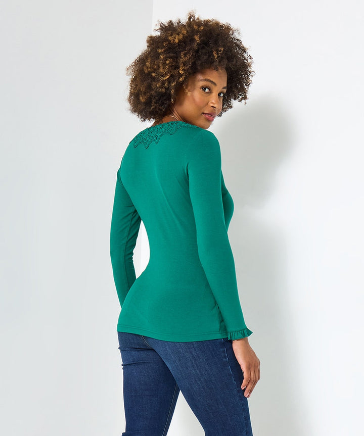 Vivian lace trim v neck top
