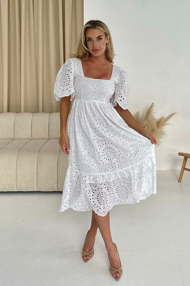 Aspen Brodiery Tiered Midmaxi dress