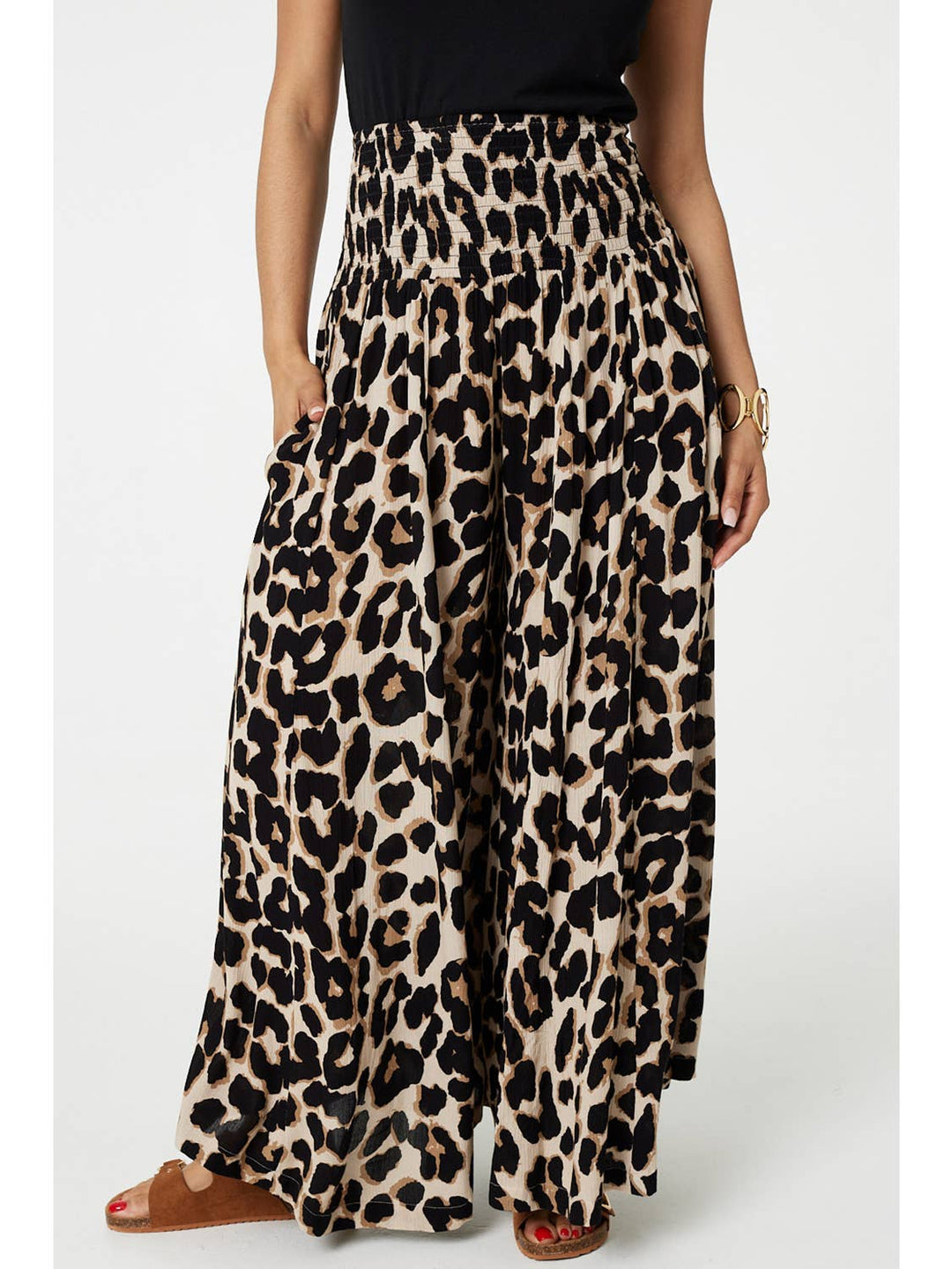 Animal Print High Waist Palazzo Trousers