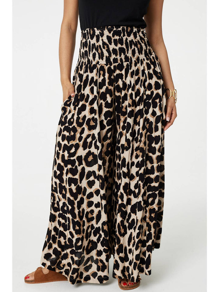 Animal Print High Waist Palazzo Trousers