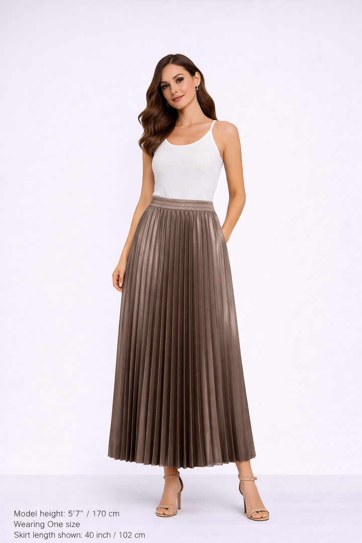 Champagne pleated skirt one size 8-16