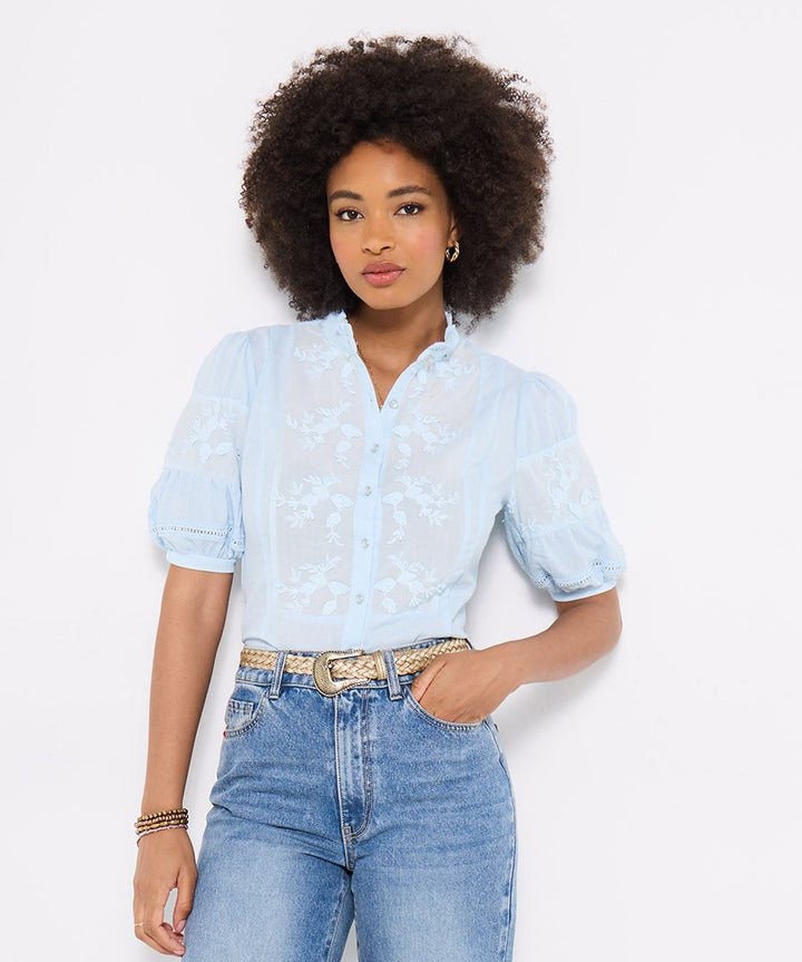 Patsy Embroidered Blouse pale Blue