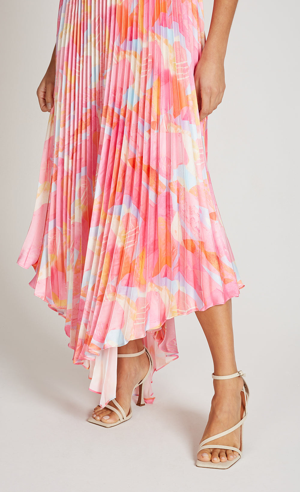 Georgia pink print satin maxi dress