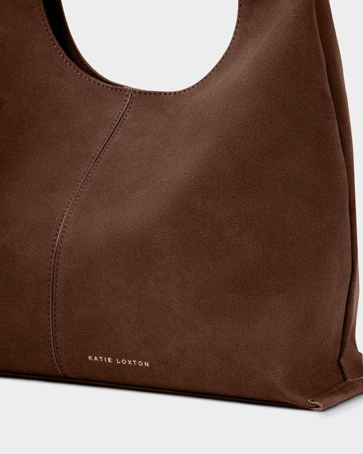 Suedette chocolate shoulder bag