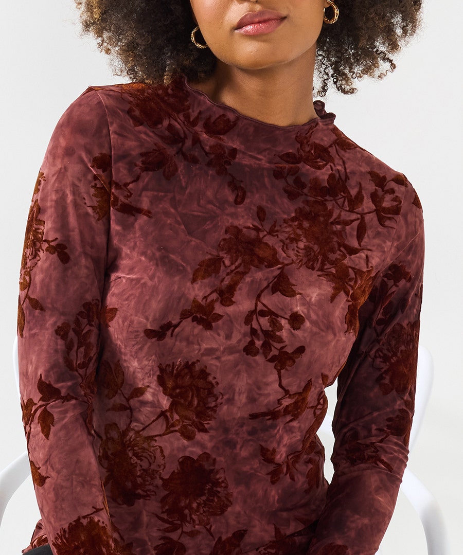 Autumn days Flocked jersey top
