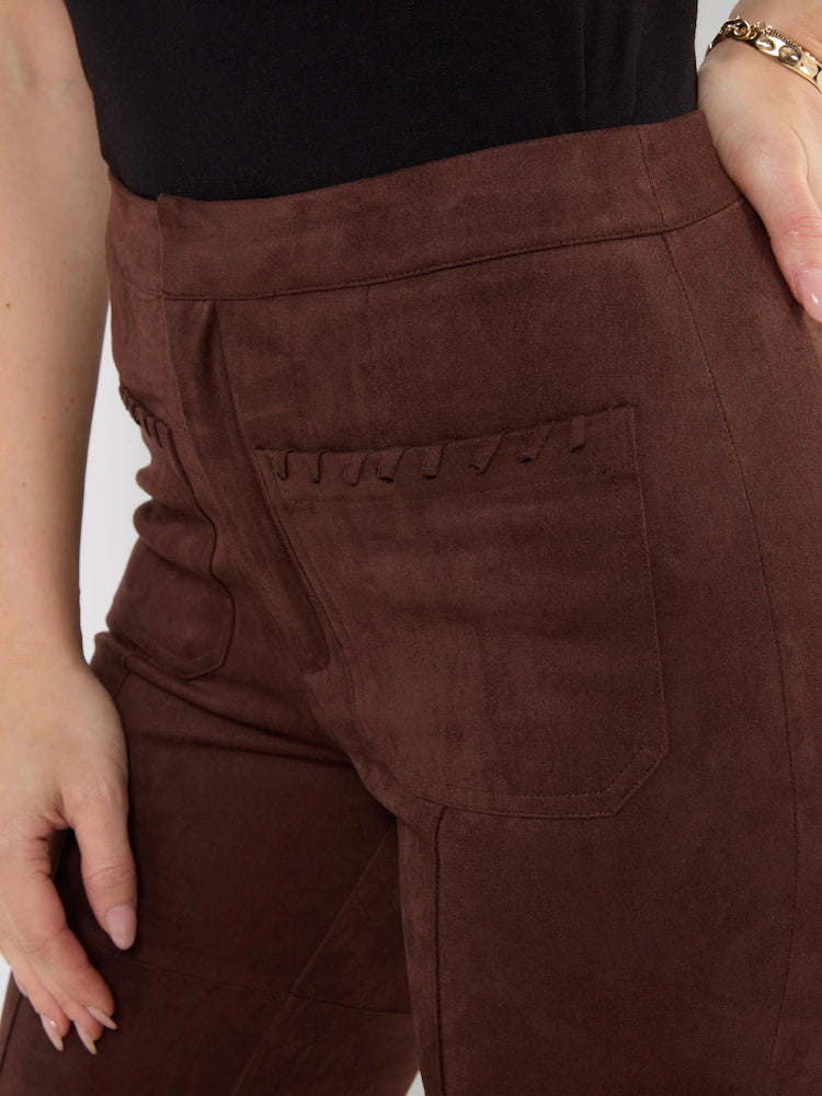 Joe Browns Faux Suede Flared Trousers With Whipstitch Detail