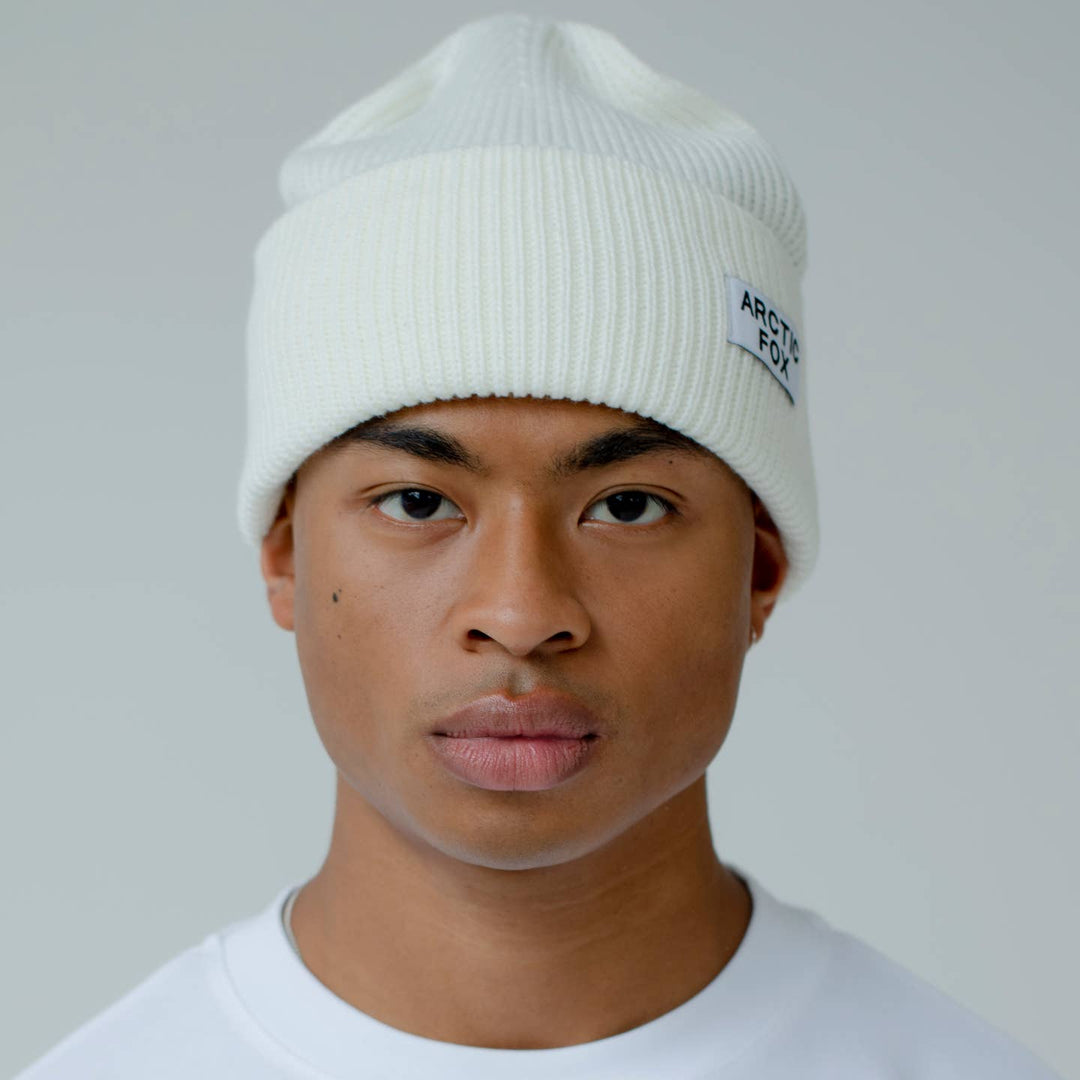 Recycled Bottle Beanie in winter white