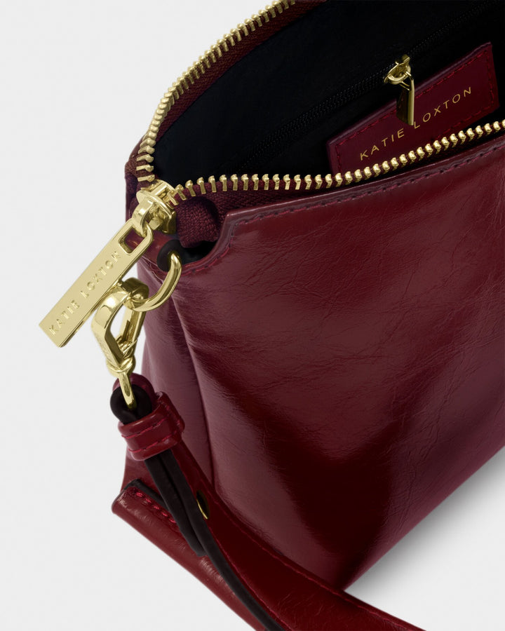 Laila patent crackle crossbody Bag in cherry