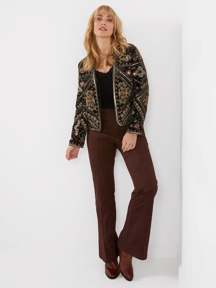 Joe Browns Faux Suede Flared Trousers With Whipstitch Detail
