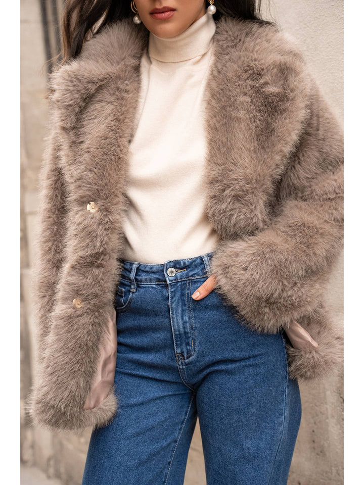 Faux fur jacket in taupe