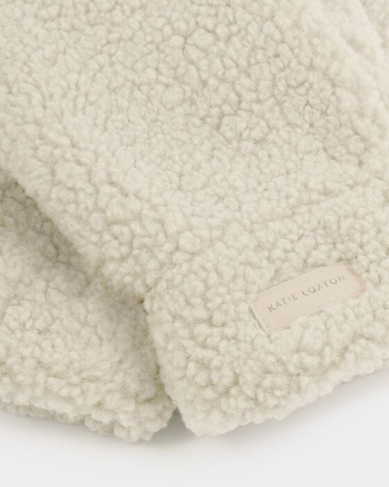 Teddy Mittens With Cord in Cream