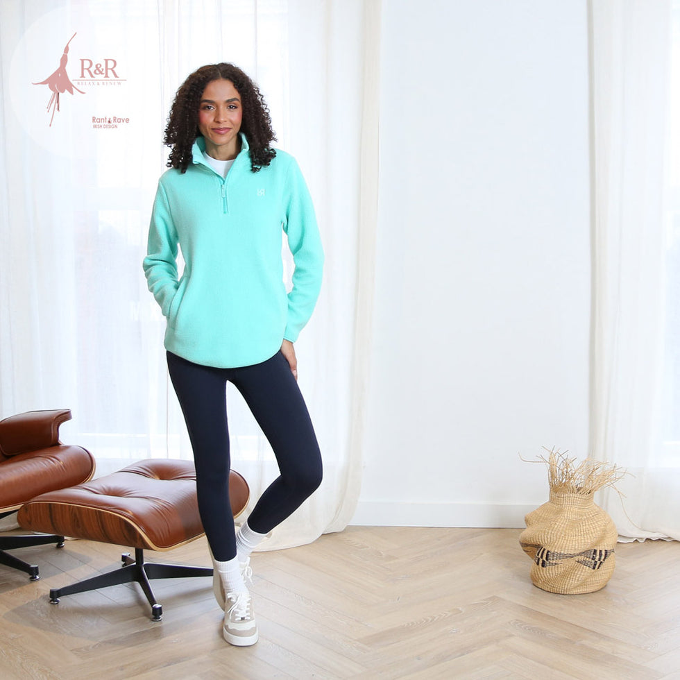 Relax and Renew Angie Mint  Half Zip Fleece