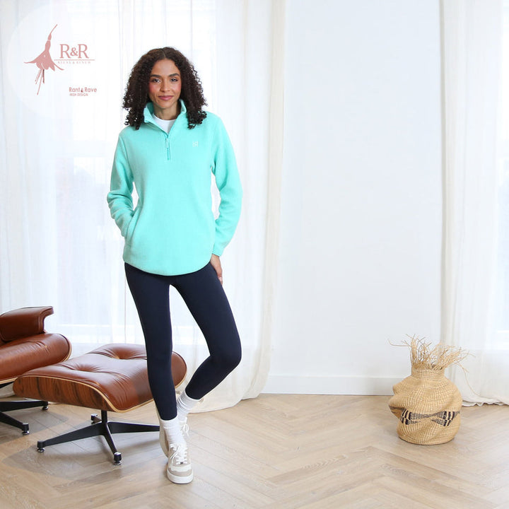 Relax and Renew Angie Mint  Half Zip Fleece