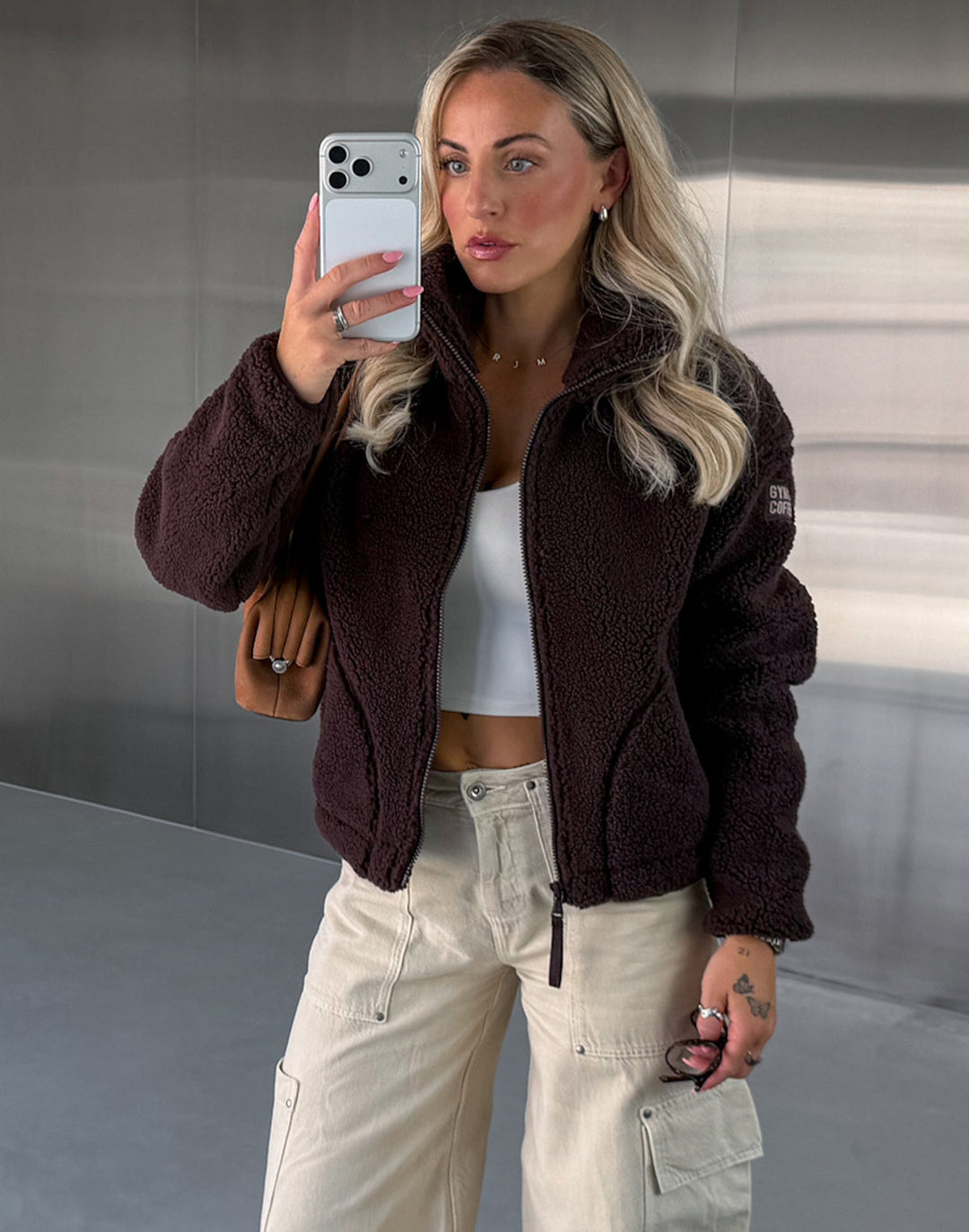 Gym and coffee Industry Fleece High collar in Mocha Bean