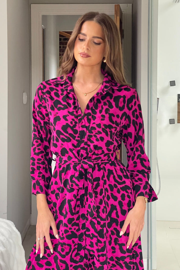 Angela pink animal print dress