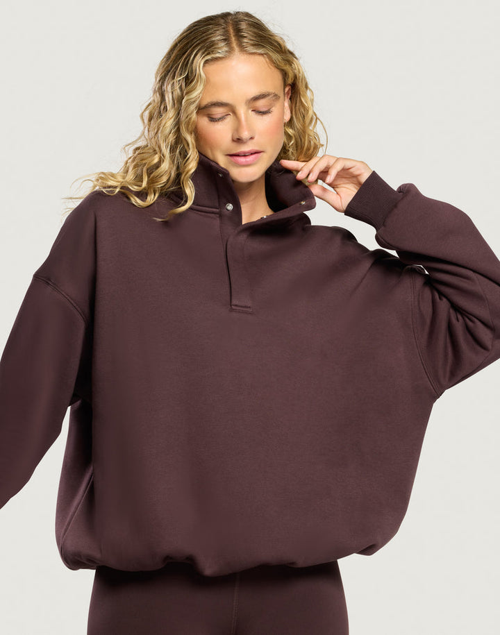Snap Collar Sierra Sweatshirt in Mocha Bean
£65.00