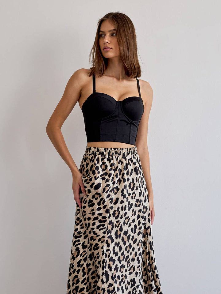 Leopard print silk skirt