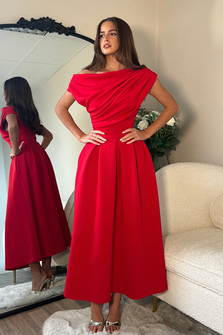 Betty asymmetrical red dress
