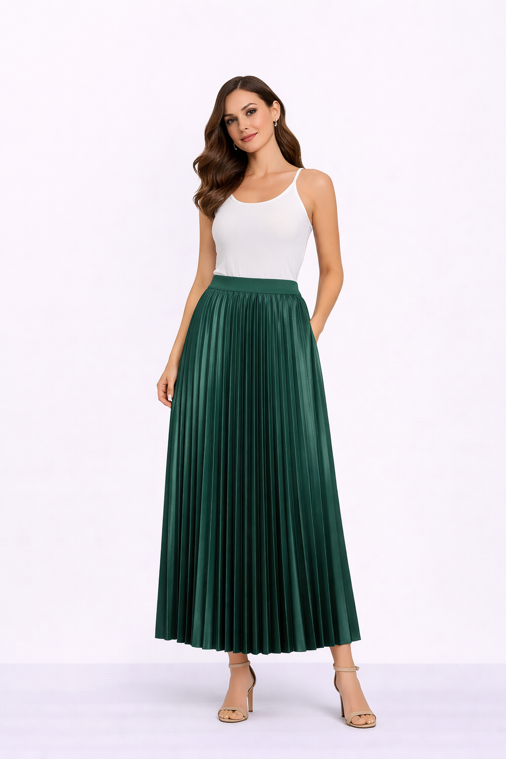 Green pleated skirt one size (8-16)