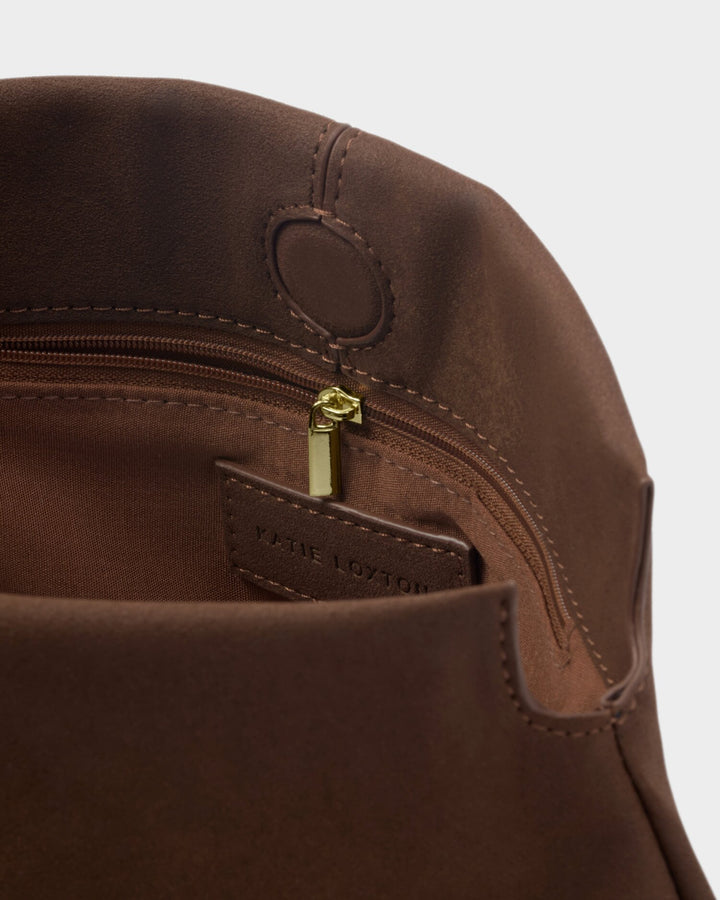 Chocolate suedette clutch
