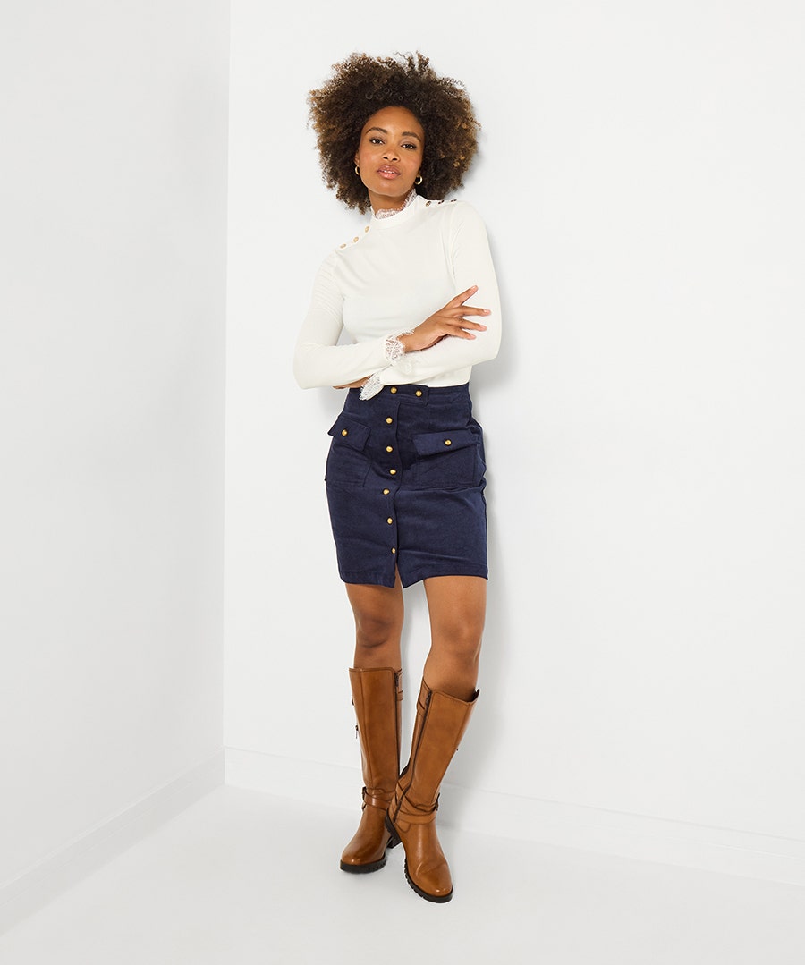 Delicate Lace Trim High Neck Top