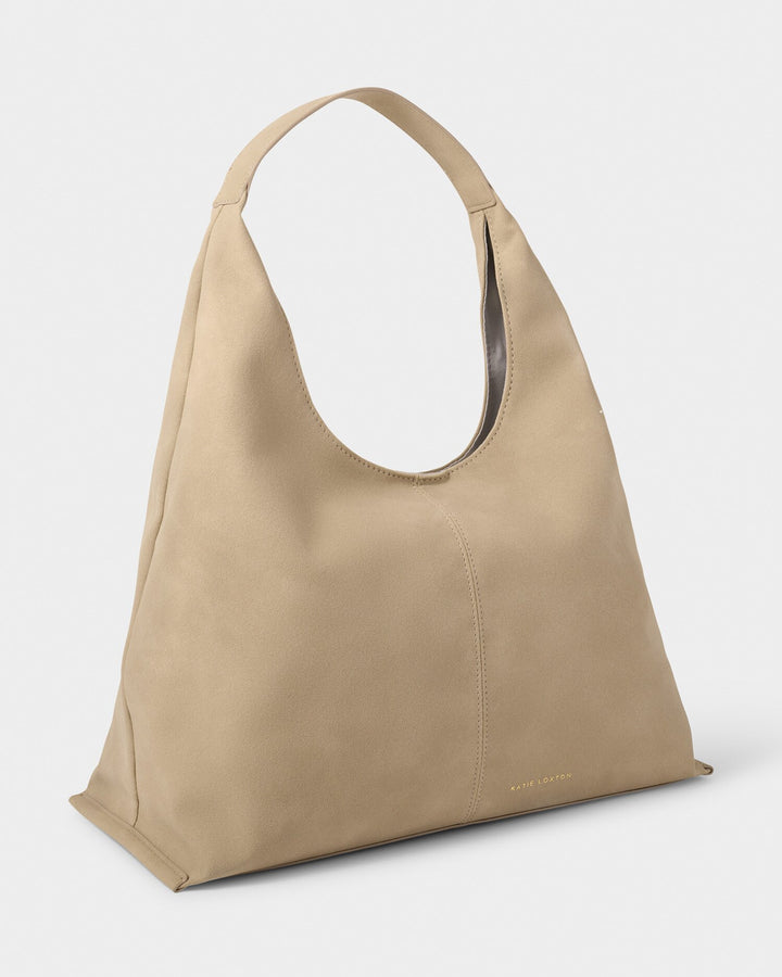 Shoulder bag in suedette in Taupe